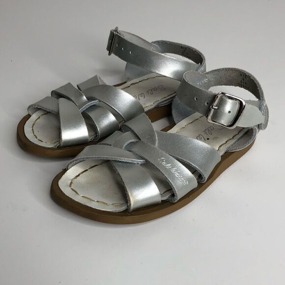 Salt Water Sz 8 Sandals Silver Leather - Picture 1 of 6